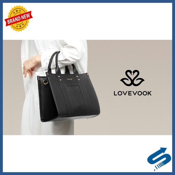 Vegan Leather Tote Bag with Detachable Strap, Fits 13\